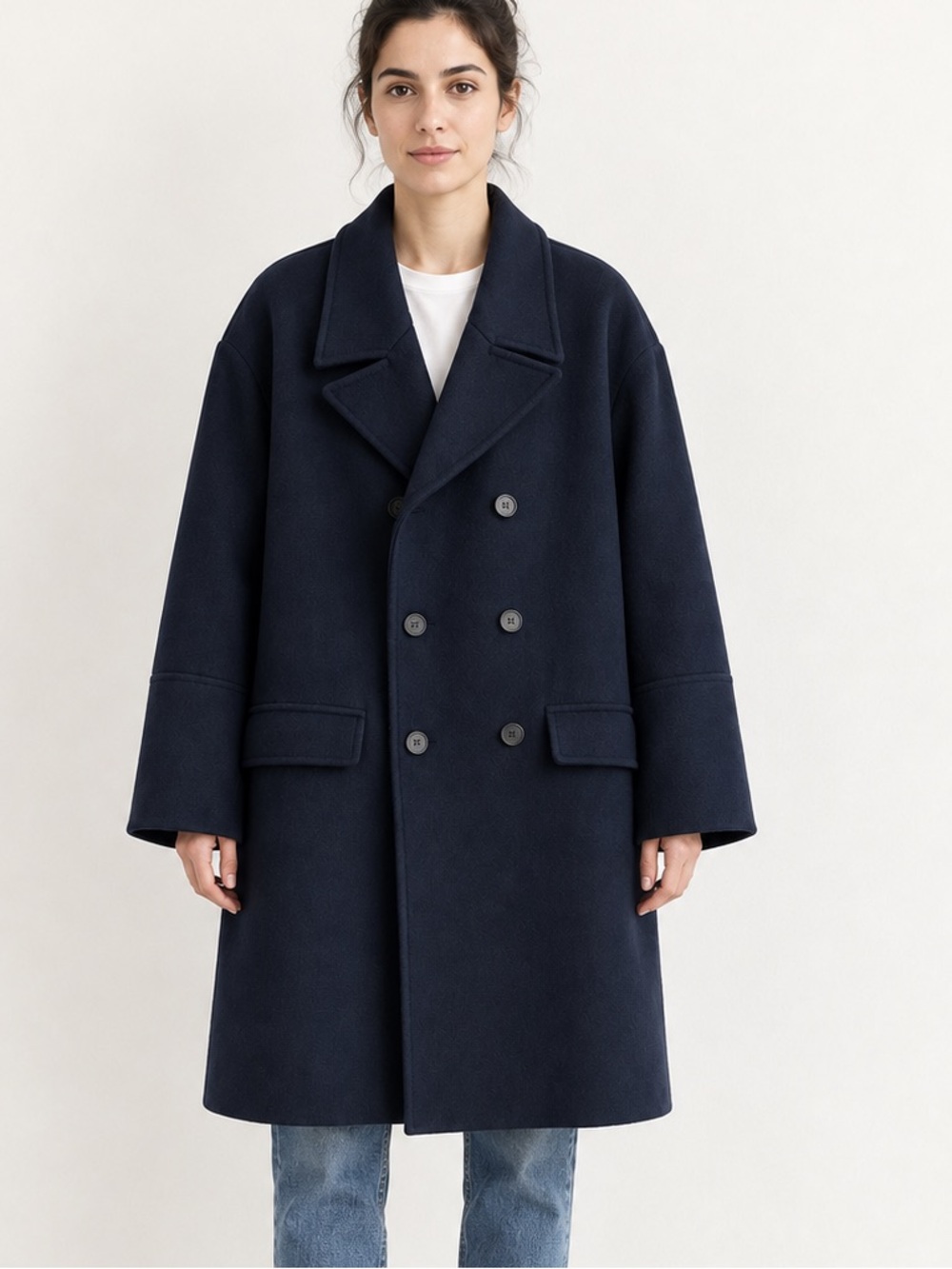 Andersson Bell Avalon Oversized Navy Wool Coat Size M